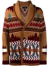 Alanui Tan Cashmere Icon Fair Isle Pkt Cardigan In Brown