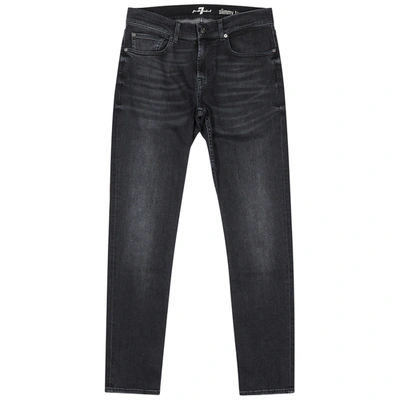 7 For All Mankind Slimmy Tapered Slim-leg Jeans In Dark Grey