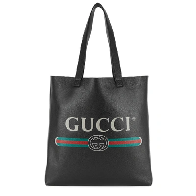 Gucci Black Logo-print Leather Tote
