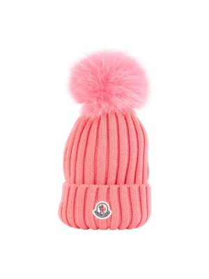 Moncler Fox Fur Pom-pom Rib-knit Beanie In Pink | ModeSens