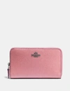 Coach Medium Zip Around Wallet - Women's In Gunmetal/true Pink