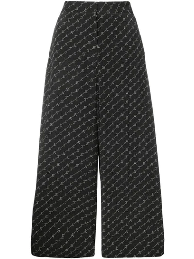 Stella Mccartney Logo Wide Leg Trousers In Black