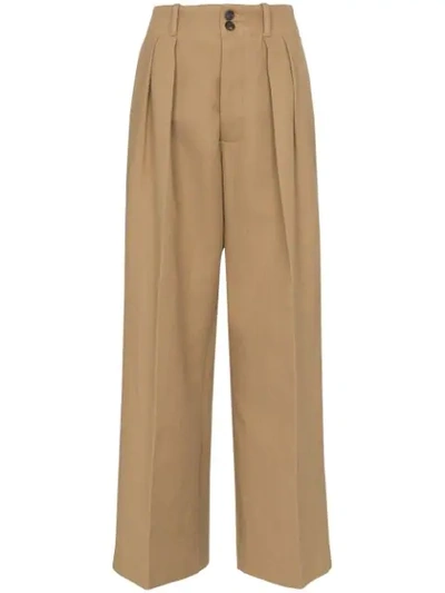 Plan C Wide-leg Pleated Trousers In Neutrals