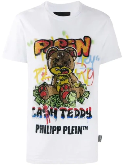 Philipp Plein Teddy Bear Graffiti Print T-shirt In White