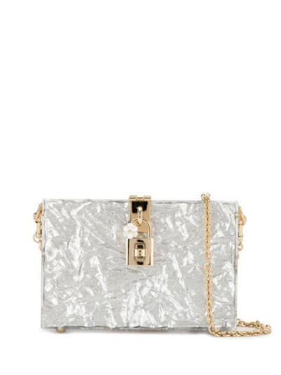 Dolce & Gabbana Dolce Box Clutch In Silver