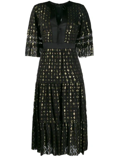 Temperley London Gold Flecked Tiered Dress In Black