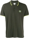 Kenzo Embroidered Logo Polo Shirt In Kaki Fonce