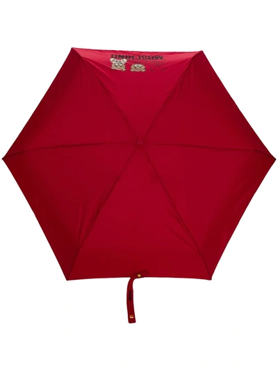Moschino Super Mini Logo-print Umbrella In Red
