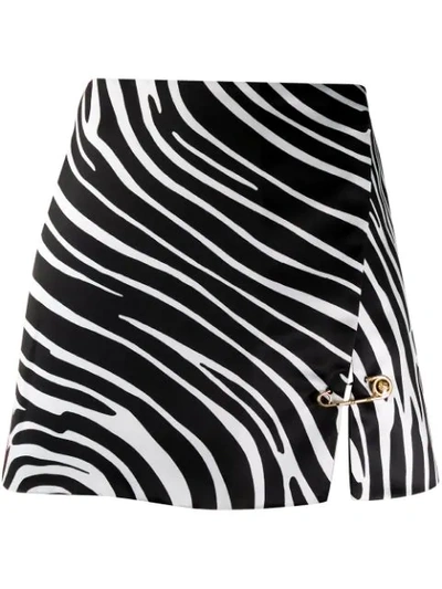 Versace Printed Gabardine Mini Skirt W/ Pins In Black