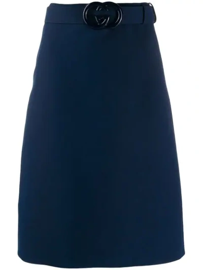 Gucci Gg Belt A-line Skirt In Blue