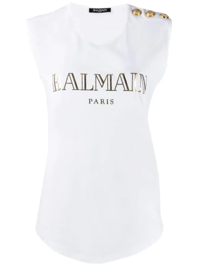 Balmain Logo Printed Vest In White