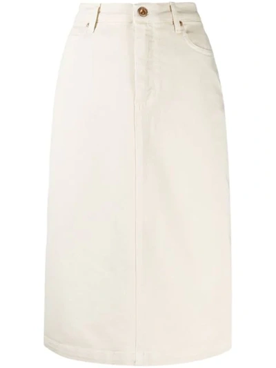 Aspesi High-waisted Denim Skirt In White