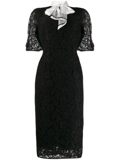 Pinko Foulard Lace Sheath Dress In Black