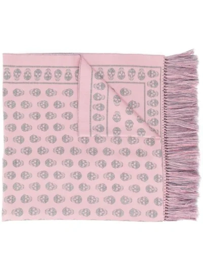 Alexander Mcqueen Skull Knitted Scarf In Pink