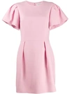Alexander Mcqueen Ruched Sleeve Mini Dress In Pink