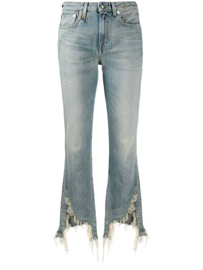 R13 Distressed Kick Flared Jeans In Blue