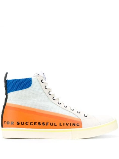 Diesel Panelled Hi-top Sneakers In White