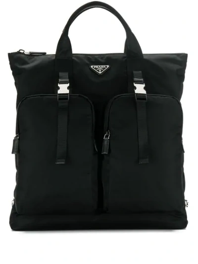 Prada Double Pocket Backpack - Black