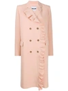 Msgm Coat With Ruffled Detail In Pink