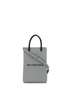Balenciaga Shopping Phone Bag On Strap In Grey