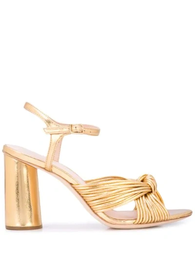 Loeffler Randall Cece High Heel Knot Ankle Strap Sandals In Gold