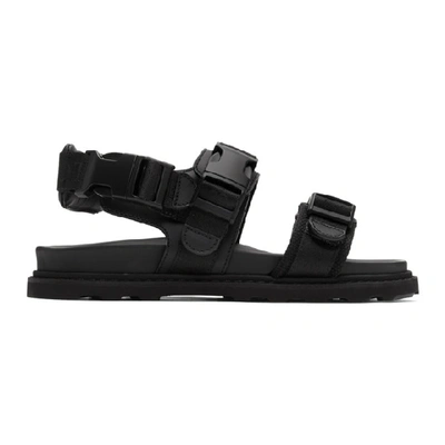 Bottega Veneta Webbing-trimmed Leather And Wool Sandals In Black