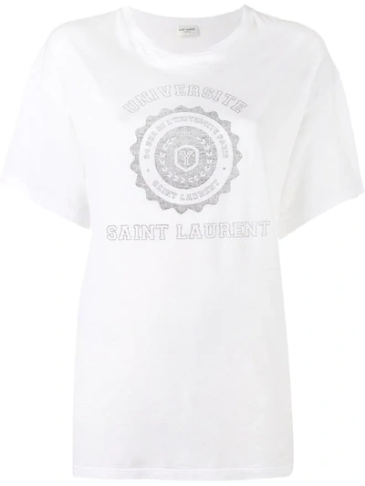 Saint Laurent White Oversized 'université' T-shirt