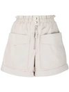 Isabel Marant Étoile Lizy High Waist Cotton Canvas Shorts In Neutrals