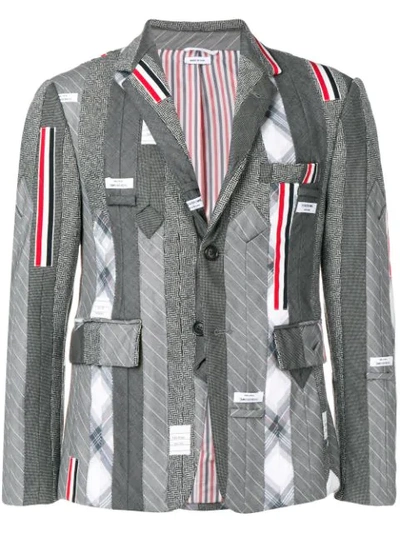 Thom Browne Suiting Tie Embroidery Sport Coat In Grey