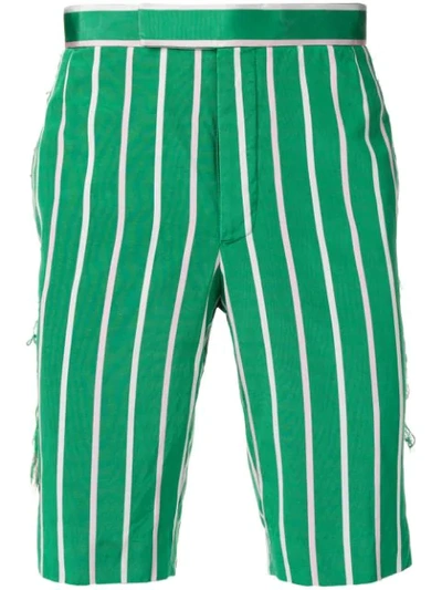 Thom Browne Distressed Banker Stripe Short In Green
