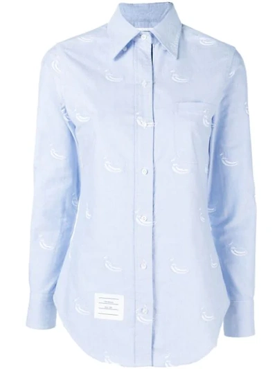 Thom Browne Light Blue Embroidery Point Collar Shirt