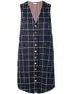 Thom Browne Windowpane Shadow Check Twill Waistcoat Dress In 415 Navy