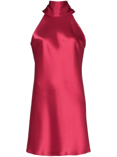 Galvan Sienna Tie-neck Satin Mini Dress In Red