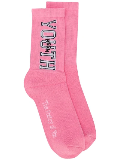 Msgm Embroidered Socks - Pink