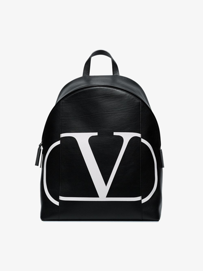 Valentino Garavani Valentino Black Garavani V Logo Backpack