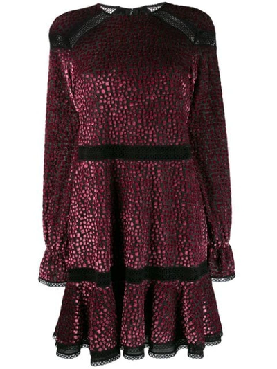 Talbot Runhof Mosaic Velvet Flared Dress In Black