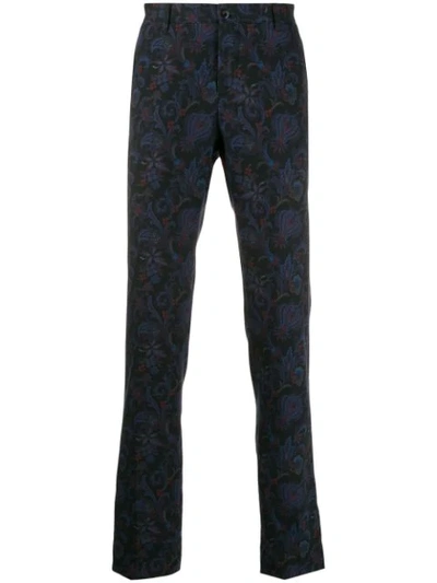 Etro Paisley Print Slim-fit Trousers In 0200 Blue