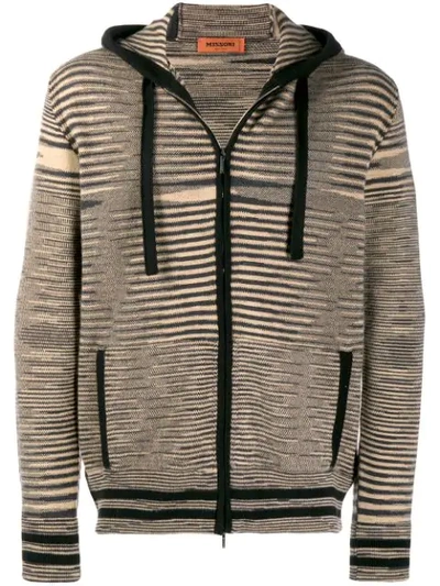 Missoni Striped Zip-up Hoodie In Neutrals