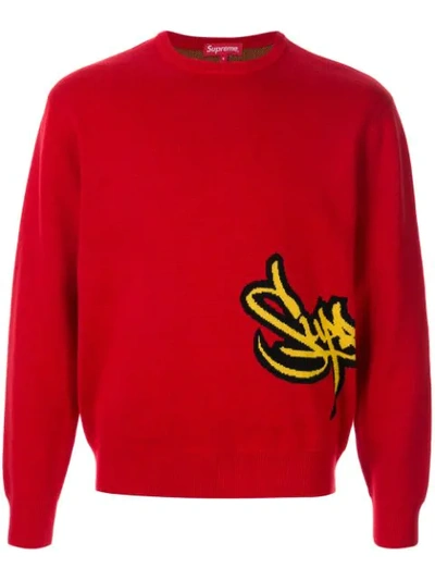 Supreme Tag Logo Jumper In Red