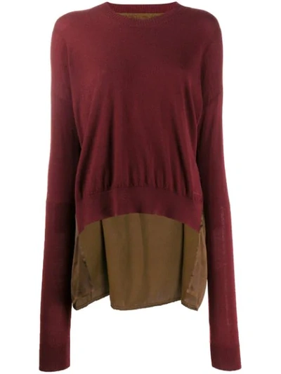 Uma Wang Contrast Back Sweater In Red