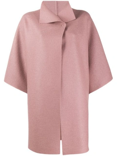 Harris Wharf London Cropped Sleeves Oversized Coat In Pink