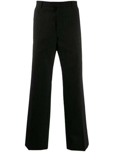 Prada Straight Leg Striped Trousers In Black