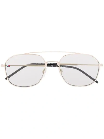 Tommy Hilfiger Aviator Shaped Sunglasses In Pefqt Gold Green