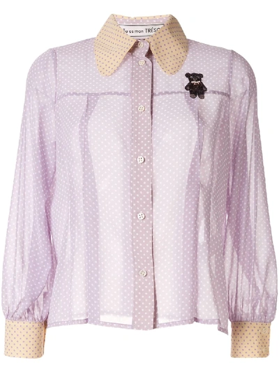 Tu Es Mon Tresor Sheer Polka Dot Shirt In Purple