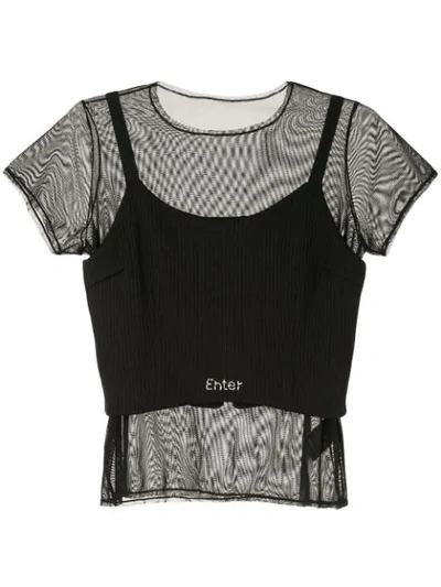 Tu Es Mon Tresor T-shirt Mit Netzmuster In Black