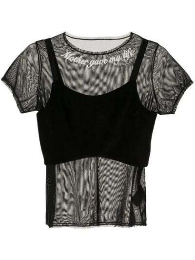 Tu Es Mon Tresor Sequin Detail Mesh T-shirt In Black