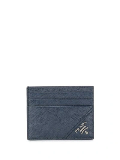 Prada Saffiano Leather Cardholder In Blue