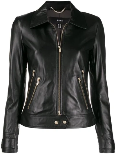 Arma Slim-fit Leather Jacket In Black