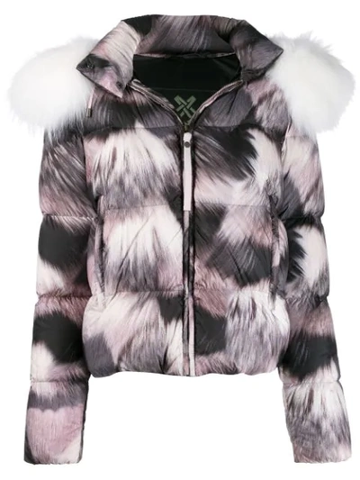 Mr & Mrs Italy Fur-print Puffer Jacket In Pink