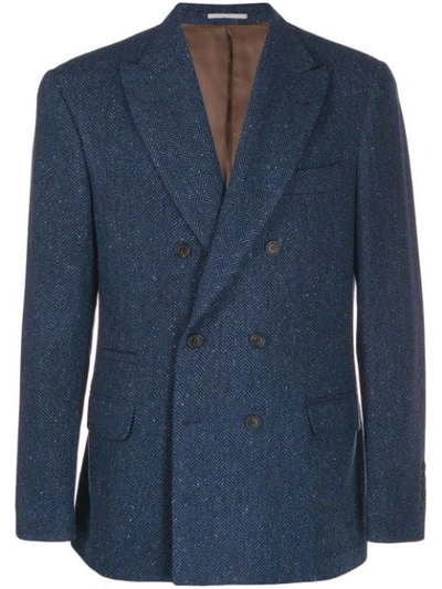 Brunello Cucinelli Double Breasted Blazer In Blue